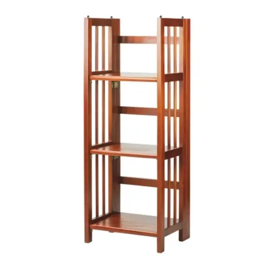 Casual Home 331-39 3 Shelf 14 Inch Folding Office Furniture Wood Bookcase, Mahogany (2 Pack) image {1}