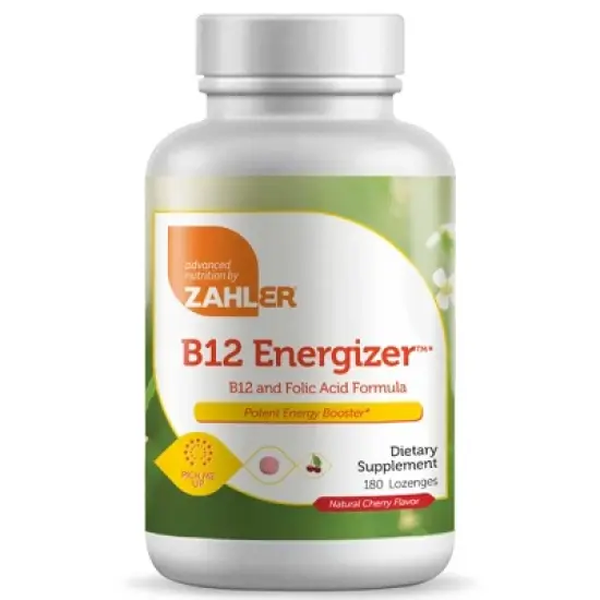 Zahler B12 Energizer, A Potent Energy Supplement using Vitamin B12 Methylcobalamin, Certified Kosher Natural Cherry Flavor Lozenges - (180 Count) image {3}