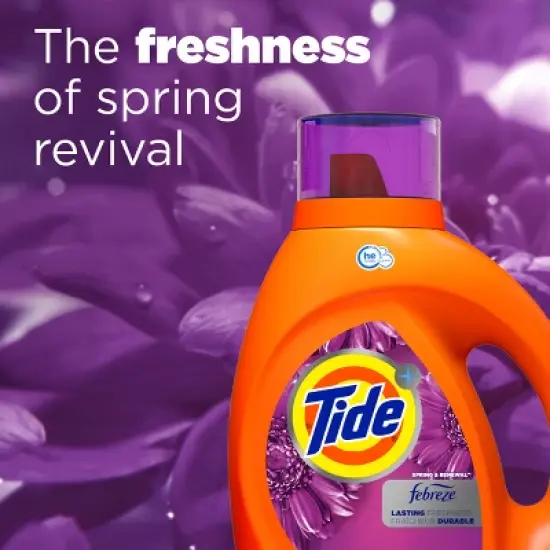 Tide Plus Febreze High Efficiency Liquid Laundry Detergent - Spring & Renewal image {7}