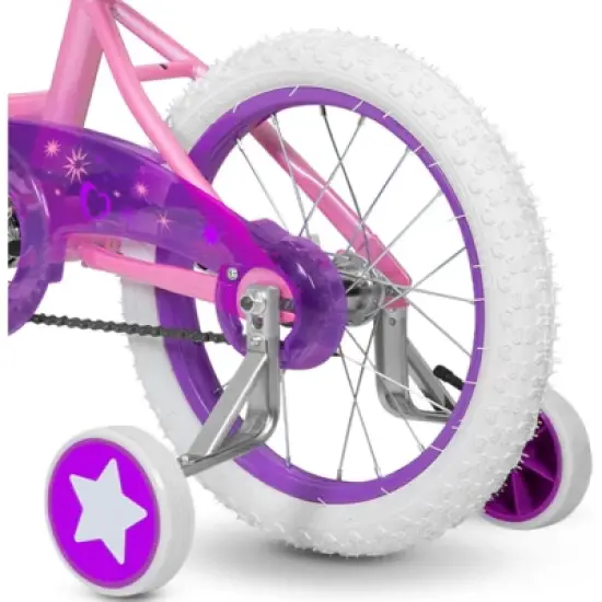 Hykolity 14-Inch Kids Bike for Girls Ages 3-5, Multi-Color, with Training Wheels, Doll Seat, Basket, Adjustable Saddle, Dual Brakes image {8}