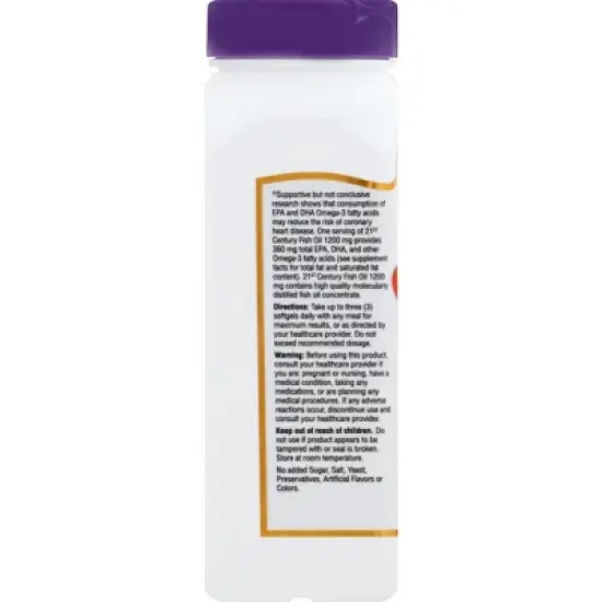 21st Century Omega 3 & 6 Fish Oil 1200Mg Softgels, 90 Count image {2}