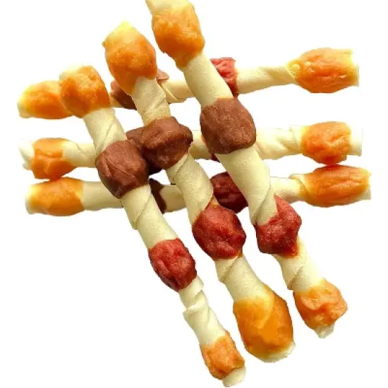 Hubert Pet Gourmet Triple Flavored 10-inch Large Rawhide Kabobs Dog Treats, Grain Free, Low Ingredient, USA Tested - 1.8 lb Super Value Pack image {6}