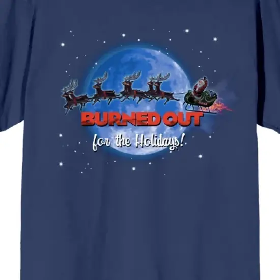 National Lampoon's Christmas Vacation Burned Out for the Holidays Women's Navy Blue Graphic Tee image {1}