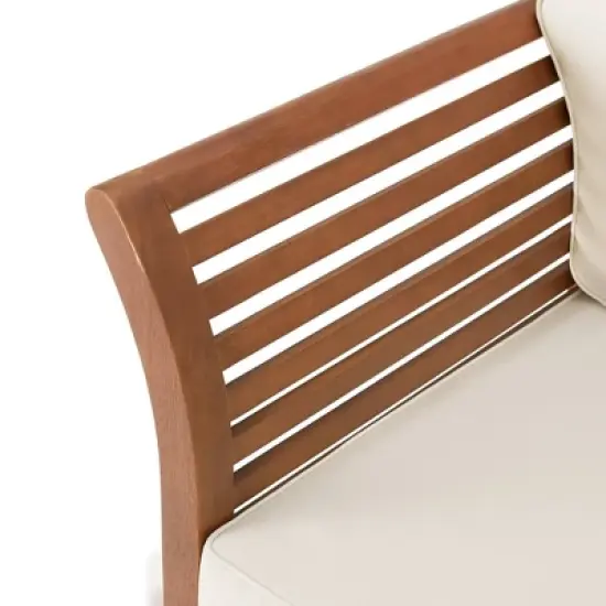 Stamford 3pc Eucalyptus Wood Outdoor Conversation Set with Chairs & Table - Natural - Alaterre Furniture image {7}