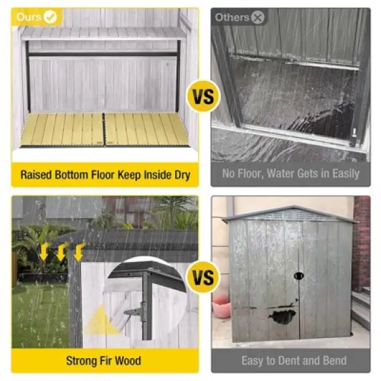 Aivituvin Wooden Garden Shed with Metal Frame | Adjustable Shelf for Outdoor Storage-AIR98/99 image {11}