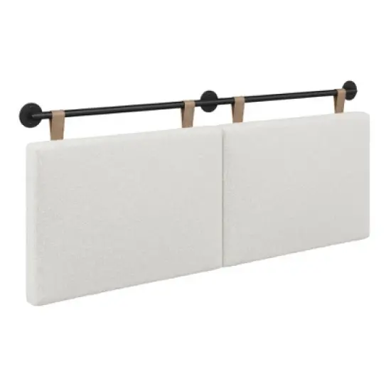 Full/Queen Charlie Boucle Kids' Headboard Cream - Nathan James: Wall Mounted MDF Upholstered Headboard image {1}