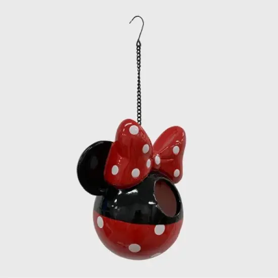 Disney 7" Minnie Mouse Hanging Resin Birdhouse: Ceramic & Metal, Weather-Resistant, No Assembly Required image {1}