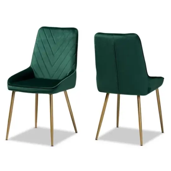 2pc Priscilla Velvet Fabric Upholstered Metal Dining Chair Set - Baxton Studio image {10}