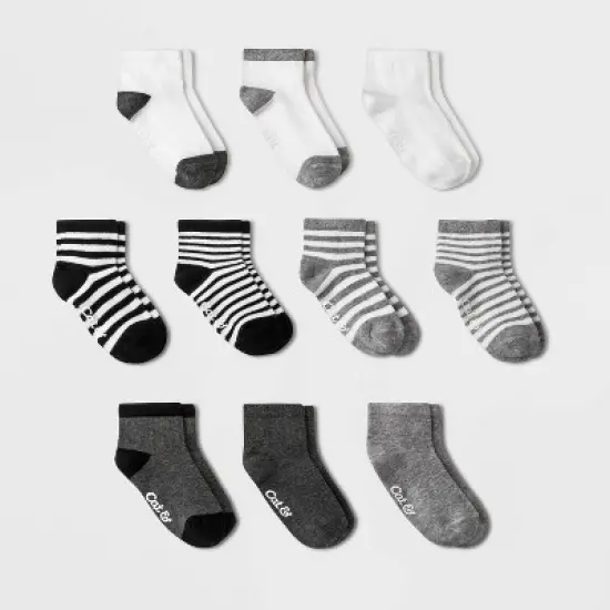 Toddler Boys' 10pk Ankle Socks - Cat & Jack&trade; Black/Gray image {1}