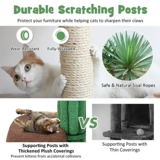 Tangkula 7-Tier Modern Cat Tree Tower 61" Cat Climbing Stand with Sisal Scratching Posts image {7}