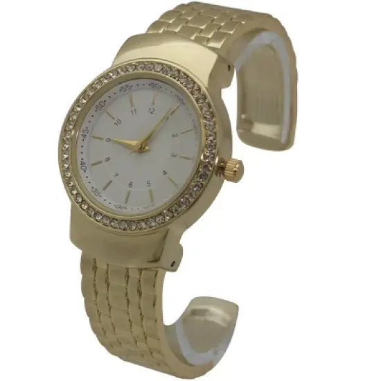 OLIVIA PRATT TEXTURED AND RHINESTONE DETAL BANGLE WATCH image {2}