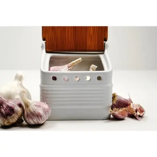 Rsvp Stoneware Garlic Keeper - White image {7}