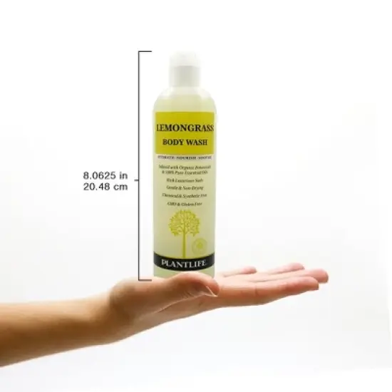 Plantlife Lemongrass Body Wash &ndash; GMO & Gluten-Free, Gentle & Moisturizing, Natural Ingredients, Made in the USA, 14 oz image {2}