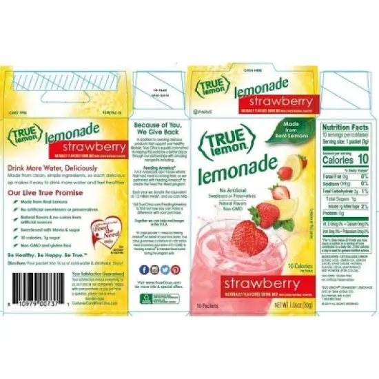True Lemon Strawberry Lemonade Sticks - 10pk/0.106oz image {2}
