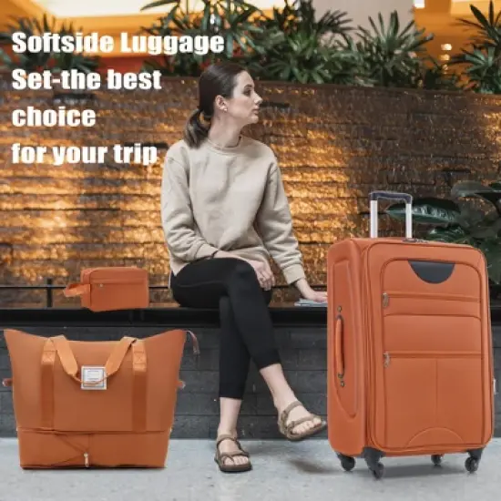 Dexmalle 3 Piece Set Softside Luggage Expandable image {1}