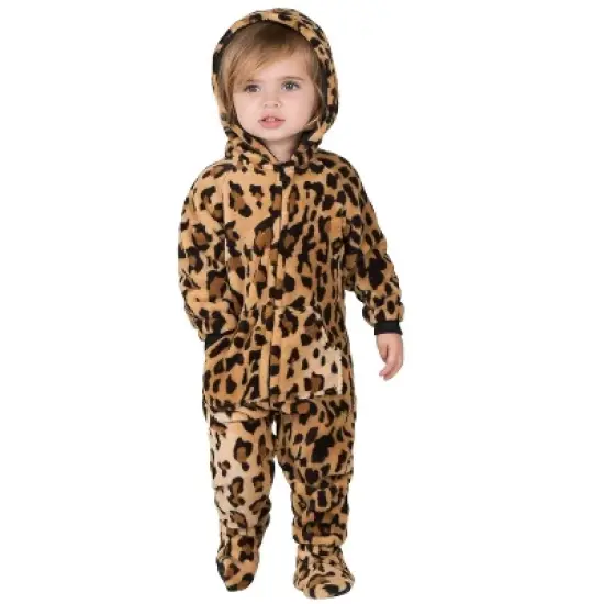 Footed Pajamas - Cheetah Spots Infant Hoodie Chenille Onesie image {1}