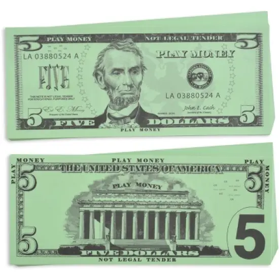 Learning Advantage Five Dollar Play Bills, Set of 100 image {5}