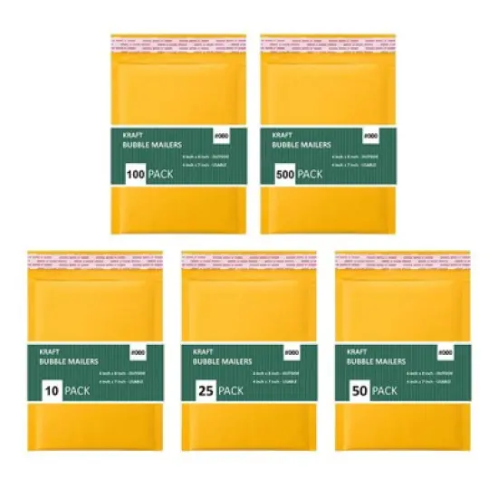 Link #000 4" X 8" Kraft Paper Bubble Mailers Padded Self Seal Shipping Envelopes Pack of 10/25/50/100/500 image {4}