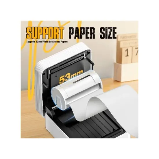 Nelko PM230 Portable Bluetooth Sticker Printer White with 2pk 54mmx3.5m White Rolls image {2}