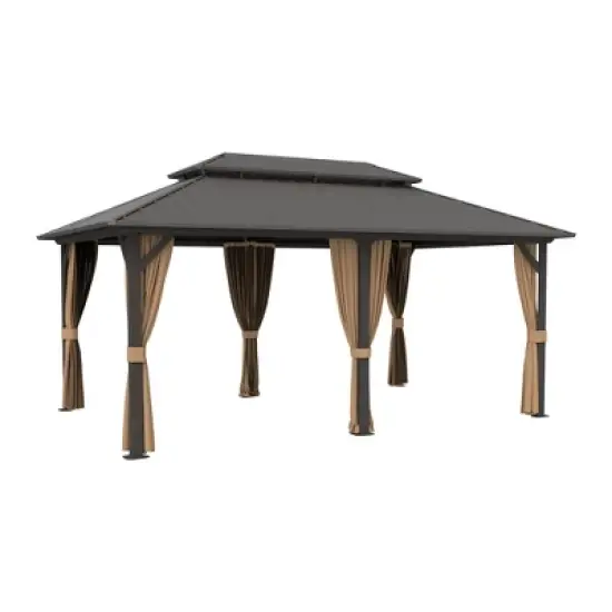 YARDSIGHT Hardtop Gazebo, Aluminum Frame Permanent Pavilion with Curtains and Netting,Double Roof,Designed for Garden, Lawns, Patio image {16}