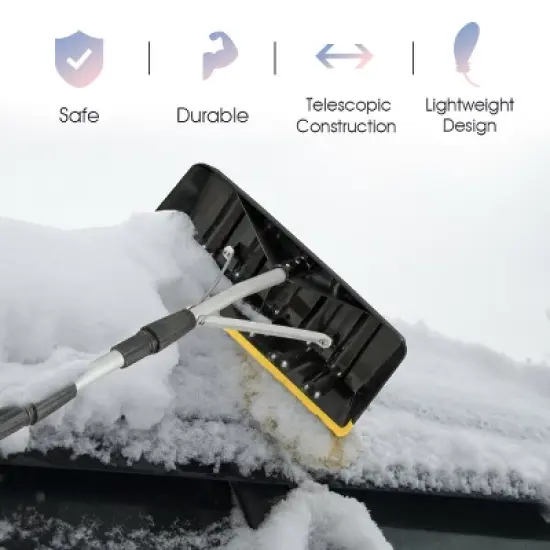 Costway 21FT Telescoping Snow Roof Rake Large Poly Blade Aluminum Tube Non-Slip Handle image {3}
