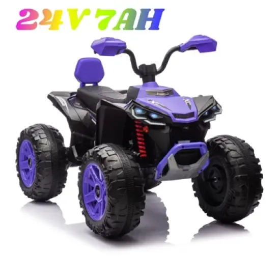 24 Volt Kids ATV Ride-On, Electric Dual 4 Wheeler with 2-Seater, Ride on Toys for Big Kids with LED Lights, Music, High Low Speed image {10}