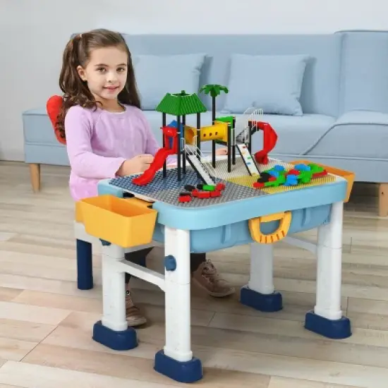 Costway 6 in 1 Kids Activity Table Set w/ Chair Toddler Luggage Building Block Table image {3}