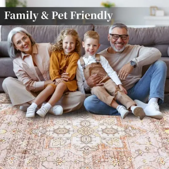 Area Rug Washable Rug Vintage Bohemian Rug, Ultra Soft Area Rugs for Bedroom Living Room Dining Room image {5}