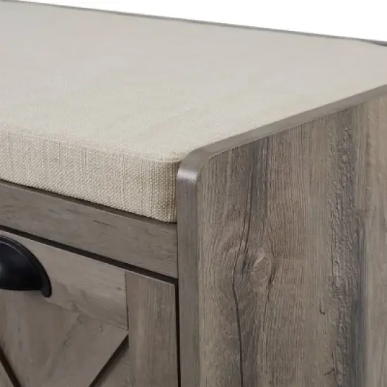 Farmhouse 40" 3 Drawer Storage Bench with Cushion - Saracina Home image {6}