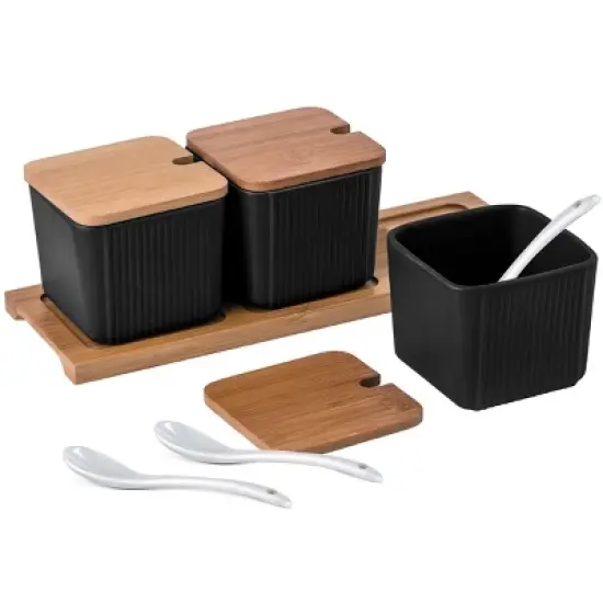 Bruntmor Ceramic Canister Set for Kitchen - Blue - 3 Piece image {4}
