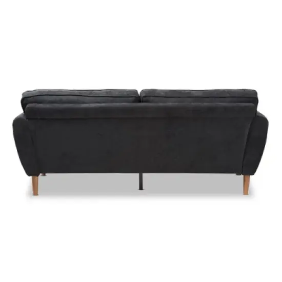 Miranda Mid-Century Modern Fabric Upholstered Sofa Dark Gray - Baxton Studio image {4}