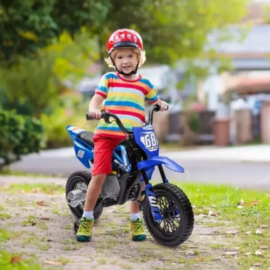 Qaba Kids Motorcycle with Twist Grip Throttle, 12V Electric Motorcycle with Training Wheels, Rear Suspension, Music for Aged 3-6 Years image {1}
