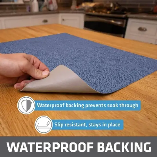 Drymate 19"x24" Dish Drying Mat - Borage Blue Stucco: Kitchen Drying Mat for Dishes, Machine Washable, Polyester image {16}