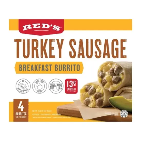 Red's Frozen Turkey Sausage Breakfast Burrito - 4oz/4ct image {15}