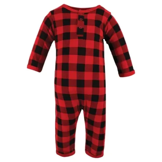 Hudson Baby Unisex Baby Cotton Coveralls, Buffalo Plaid Bear image {3}