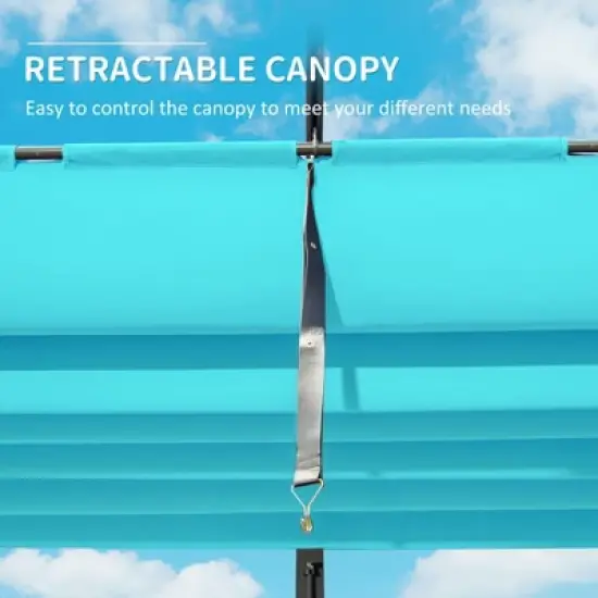 DOMETOUR 11' x 16' Outdoor Retractable Pergola with Weather-Resistant Canopy, Aluminum Patio Gazebo for Garden/Courtyard, Lake Blue image {4}