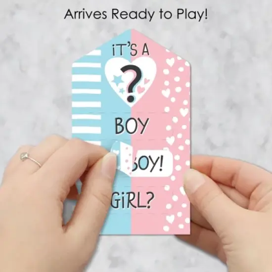 Big Dot of Happiness Boy Baby Gender Reveal - Party Game Pickle Cards - Team Boy or Girl Pull Tabs - Set of 12 image {1}