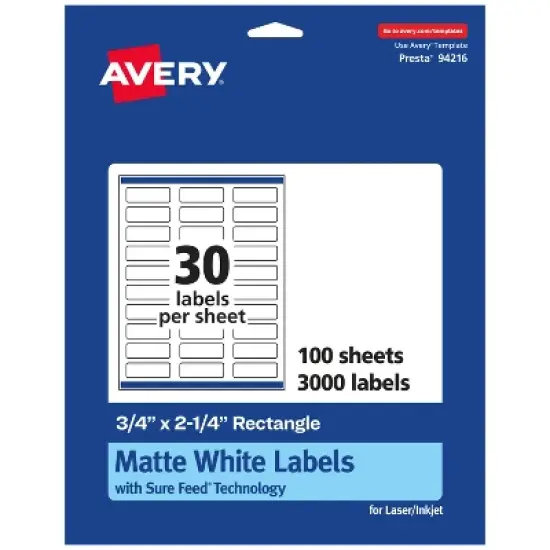 Avery Matte White Rectangle Labels with Sure Feed, 3/4" x 2-1/4" image {7}