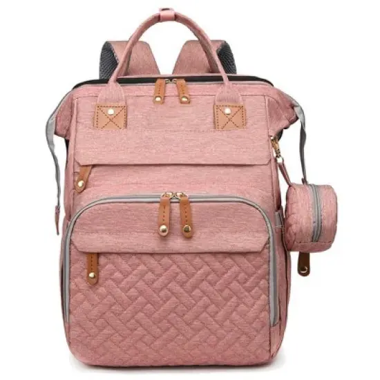 Itopfox Baby Diaper Backpack with Changing Station, Large Capacity Waterproof Diaper Bag for Parents, USB Port & Stroller Straps, Pink image {7}