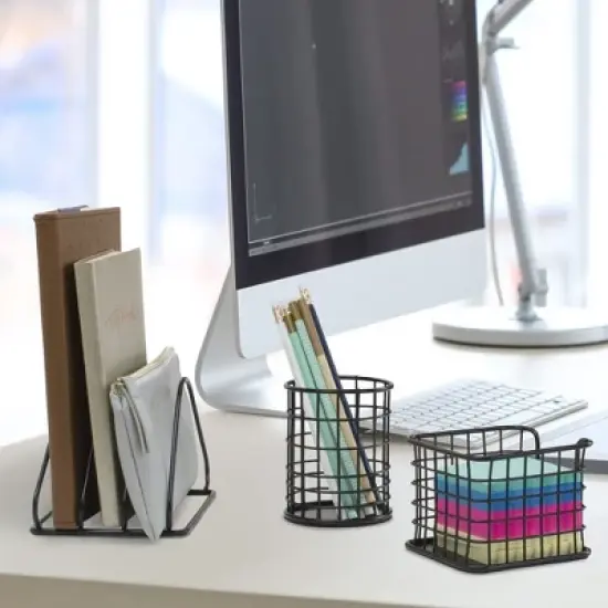 Sorbus Wire Metal 5 in 1 Desk Organizer Set - for Papers, Files, Writing Tools, and More image {3}