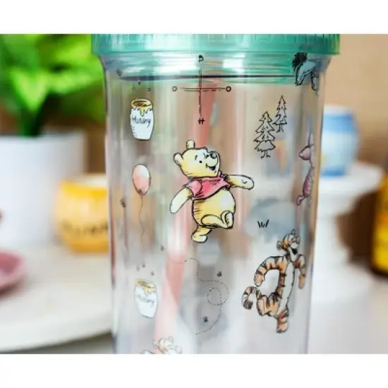 Silver Buffalo Disney Winnie the Pooh Character Toss Acrylic Carnival Cup with Lid and Straw image {4}