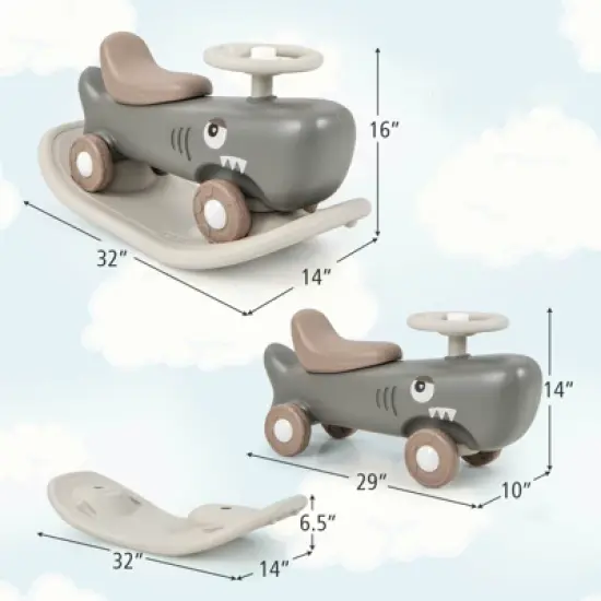 Costway Convertible Rocking Horse & Sliding Car with Detachable Balance Board Dark Gray/White image {2}