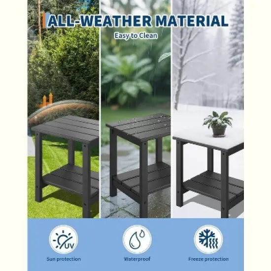 coucheta Poly Lumber Rocking Chair Outdoor Set of 2 with 1 Side Table, HDPE High Back Porch Rocker Chairs - All Weather Resistant Furniture for Patio image {5}