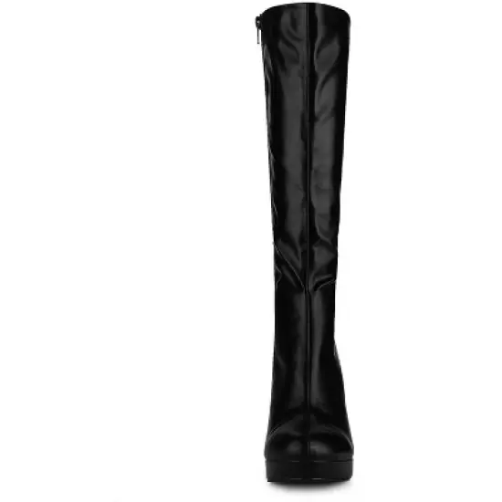 Allegra K Women's Chunky Heel Round Toe Platform Knee High Boots image {1}