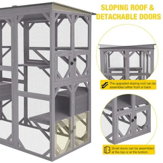 Aivituvin Large Walk-in Outdoor Cat Enclosure| Connected To Window-AIR37 image {4}