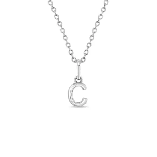 Girls' Tiny Initial Letter Sterling Silver Necklace - In Season Jewelry image {26}