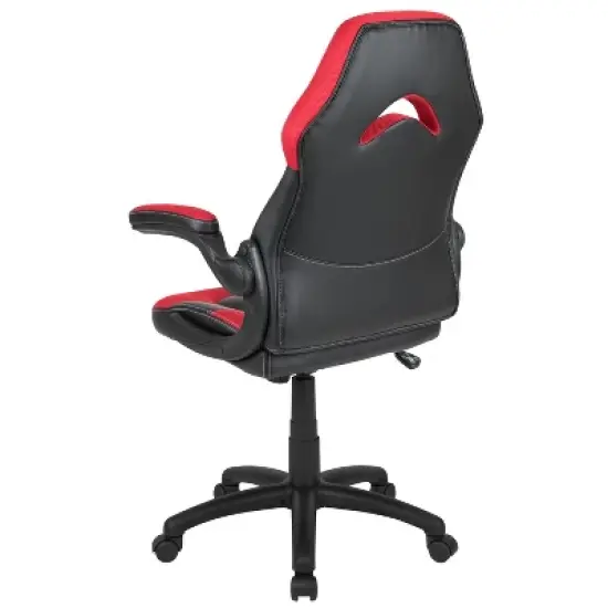 BlackArc Alpha Bundle with Gaming Desk and Chair: Black & Red High Back Chair with Arms; Red & Black Desk with Headphone Hook/Cupholder image {10}
