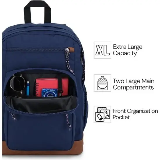 Cool Backpack, with 15-inch Laptop Sleeve - Large Computer Bag Rucksack with 2 Compartments, Ergonomic Straps, Black image {3}