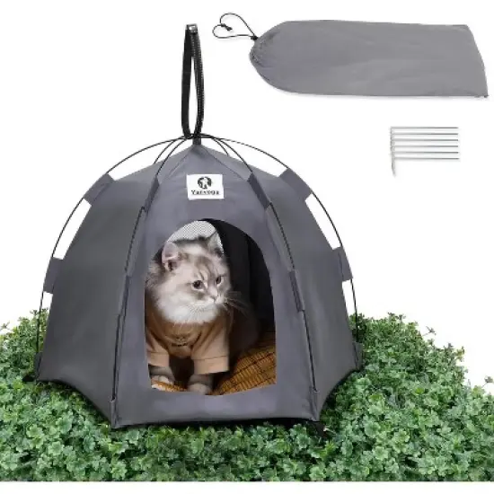 Yanvega Cat House Pop Up Foldable Tent for Small Animals Gray 23 X 23 X 16 image {3}