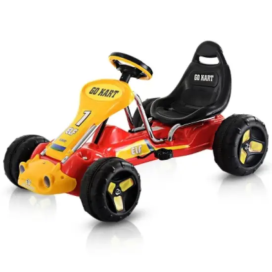 Costway Kids Go Kart Ride On Car Pedal Powered Car 4 Wheel Racer Toy Stealth Outdoor image {8}